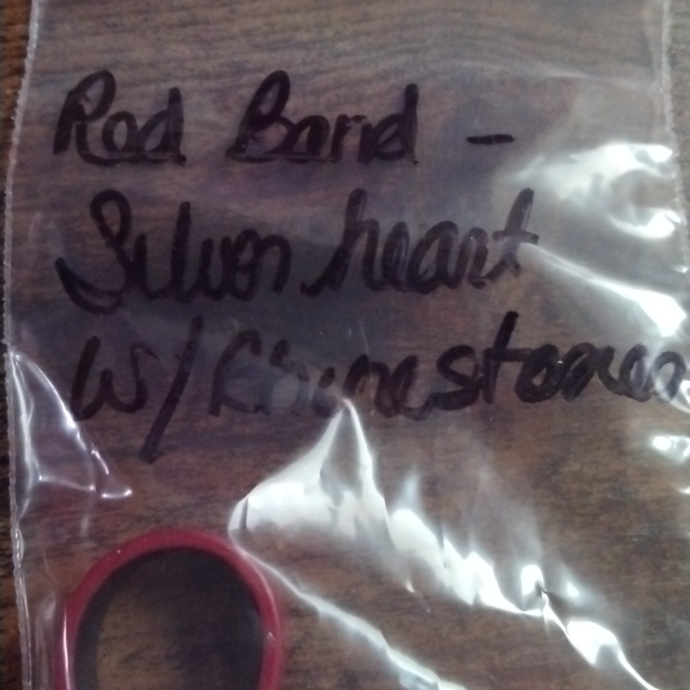 Red Band Silver Heart/ Rhinestones - Picture 4 of 4